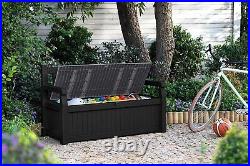 Keter Eden Bench Outdoor Storage Box Garden Furniture, Graphite and Grey, 132.5L