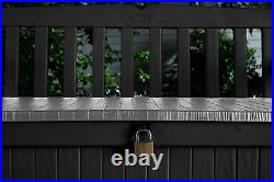 Keter Eden Bench Outdoor Storage Box Garden Furniture, Graphite and Grey, 140 x