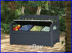 Keter Eden Graphite Plastic Garden Storage Bench Box Waterproof New Colour