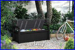 Keter Eden Plastic and Wooden Garden Outdoor Storage Bench Box