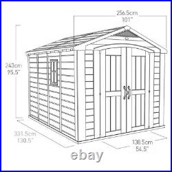 Keter Factor 8ft x 11ft (2.6 x 3.3m) Garden Shed Plastic Storage New