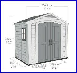Keter Factor 8x6ft Outdoor Plastic Garden Storage Shed Beige. Free delivery -50m