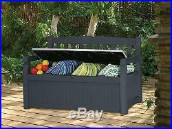 Keter Garden Bench Storage and Cushion Box Secure Container Patio Conservatory