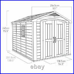 Keter Garden Sheds 8x11ft Durable Sturdy Patio Storage Shed Outdoor Tool Store