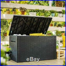 Keter Garden Storage Box Java 870L XXL Outdoor Chest Plastic Rattan Cushion Box