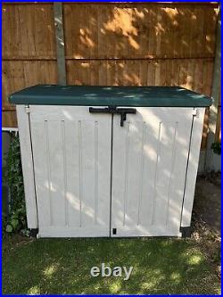 Keter Garden Storage Shed, BBQ Grill, Garden Chairs With Table, Garden Tools