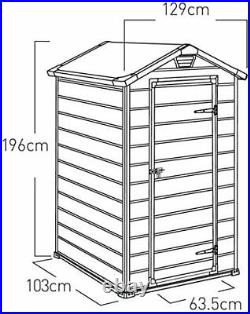 Keter Garden Storage Shed Outdoor Plastic BBQ's and DIY tools 4x3 ft Gray