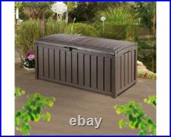 Keter Glenwood Outdoor Plastic Storage Box Garden Furniture, Brown, 128 x 65 x