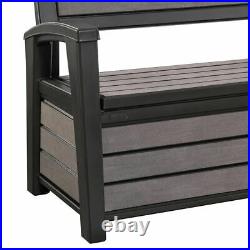 Keter Hudson 227L Storage Bench Chair Seat Furniture Lockable Weatherproof Grey
