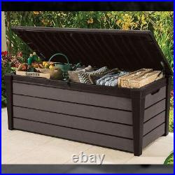 Keter Huge Garden Storage Box Chest 570L / 150G Capacity Brushed Brown 1.5M