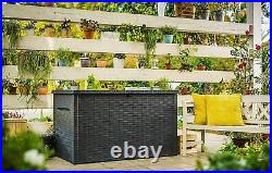 Keter Java Garden Storage Deck Box 230 Gallon Waterproof XXXL Grey or Brown
