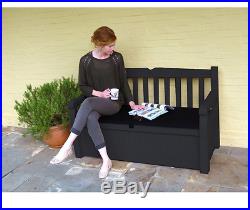 Keter Large Outdoor Plastic Garden Furniture Storage Bench Box Chest Store GREY