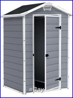 Keter Manor 4 x 3 ft Plastic Garden Storage Shed, Grey Colour