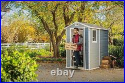Keter Manor Outdoor Plastic Garden Storage Shed 6 x 4ft In Grey Gable Roof