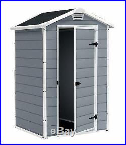 Keter Manor Outdoor Plastic Garden Storage Shed, Grey, 4 x 3 ft added security