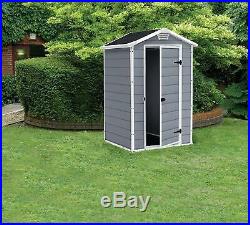 Keter Manor Outdoor Plastic Garden Storage Shed, Grey, 4 x 3 ft added security