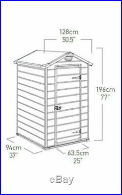 Keter Manor Outdoor Plastic Garden Storage Shed, Grey, 4 x 3ft COLLECT ONLY CW1
