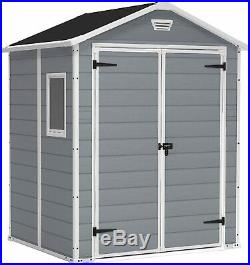 Keter Manor Outdoor Plastic Garden Storage Shed Grey 6 x 5 ft Patio Toys