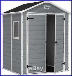 Keter Manor Outdoor Plastic Garden Storage Shed Grey 6 x 5 ft Patio Toys