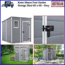 Keter Manor Pent Garden Storage Shed 6ft x 6ft Grey