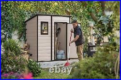Keter Manor Pent Outdoor Garden Storage Shed, Beige/Brown 6 x 4 ft Fast delivery