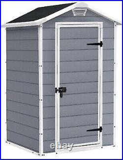 Keter Manor Shed 4 x 3 Grey Outdoor Garden Storage Plastic Shed