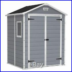 Keter Manor Shed Plastic Garden Shed 6 x 5ft Lockable Double Doors 15 Year Guara