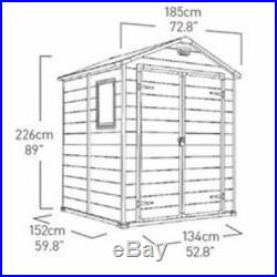 Keter Manor Shed Plastic Garden Shed 6 x 5ft Lockable Double Doors 15 Year Guara
