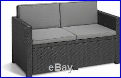 Keter Monaco Garden Furniture Plastic Lounge Set With Waterproof Storage Table