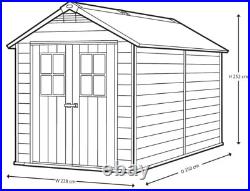 Keter Newton 7ft 6 x 11ft (2.3 x 3.5m) Durable Garden Plastic Storage Shed New