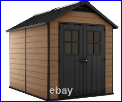 Keter Newton 7ft 6 x 9ft 5 / 2.3 x 2.9m Brown Garden Storage Shed with Floor