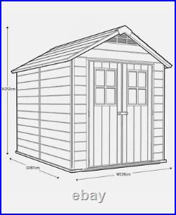 Keter Newton Brown 2.3 x 2.9m Garden Storage Shed. Floor Included