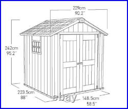 Keter Oakland 7ft 6 x 7ft (2.3 x 2.1m) Durable Garden Storage Shed New