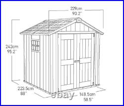 Keter Oakland 7ft 6 x 7ft /2.3 x 2.1m Plastic Garden Storage Shed with Floor