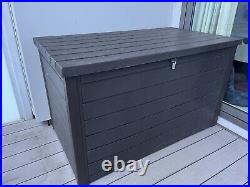 Keter Ontario Huge Plastic Waterproof Wood Look 870 litre Garden Storage Box Wit