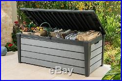 Keter Plastic Garden Storage Box Brushwood XL Piston Lid Waterproof Free Postage