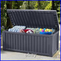 Keter Rockwood 570L Outdoor Garden Patio Storage Deck Cushion Box Chest Bench