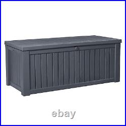 Keter Rockwood 570L Outdoor Garden Patio Storage Deck Cushion Box Chest Bench