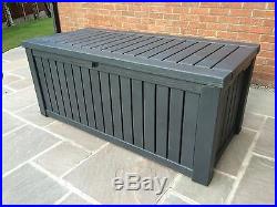 Keter Rockwood Anthracite Plastic Garden Storage Deck Box 570 Ltr Capacity XL