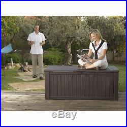 Keter Rockwood Huge Plastic Garden Storage Deck Box 570 Litre Capacity XL BROWN