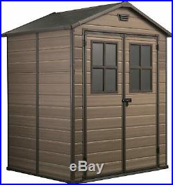 Keter Scala Outdoor Plastic Garden Patio Storage Shed Brown, 6 x 5 ft