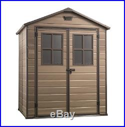 Keter Scala Outdoor Plastic Garden Storage Shed, Brown, 6 x 5 ft