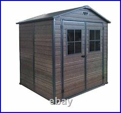 Keter Scala Outdoor Plastic Garden Storage Shed, Brown, 6 x 8 ft