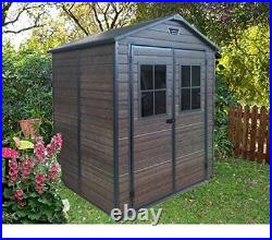 Keter Scala Outdoor Plastic Garden Storage Shed, Brown, 6 x 8 ft