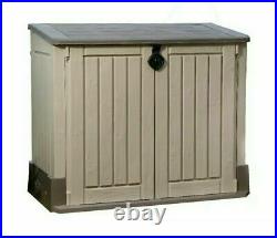 Keter Store It Out Midi 845L Outdoor Plastic Garden Storage shed Box Beige Brown