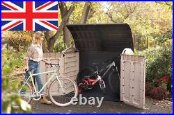 Keter Store-It Out Ultra Outdoor Garden Storage Bike Shed, Beige and