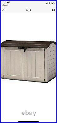 Keter Store-It Out Ultra Outdoor Plastic Garden Storage Bike Shed, Beige & Brown