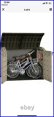 Keter Store-It Out Ultra Outdoor Plastic Garden Storage Bike Shed, Beige & Brown