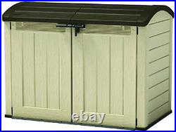 Keter Store-It Out Ultra Outdoor Plastic Garden Storage Bike Shed, Beige and