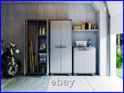Keter Tall Plastic Cupboard Storage Outdoor Garden Utility Shelves Cabinet Box